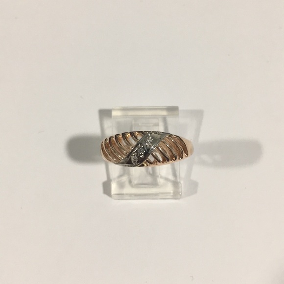 14k Two Tone Gold Diamond 💎 Three Stone Ring 💍